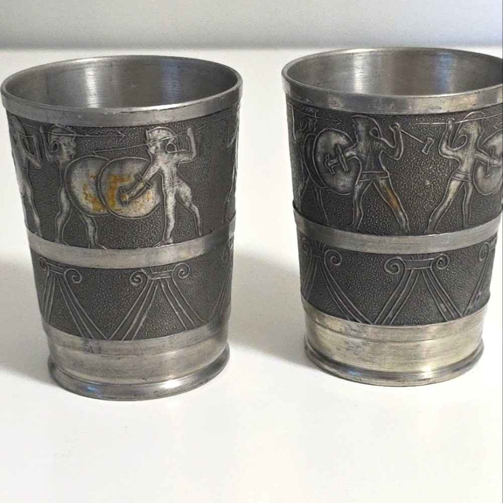 Pair of vintage BT Germany  pewter beakers or cups.